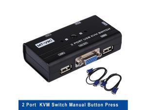 2 Port KVM Switch Manual Button Press Select Orginal Cables 2 PC Share 1 Monitor with Keyboard Mouse MT-260KL