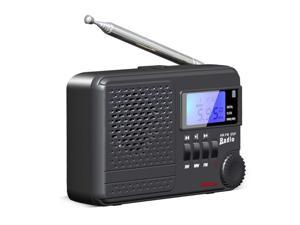FM AM Radio, Portable AM FM Radios Rechargeable Radio, Digital Frequency Modulation Radio with Earphone Jack