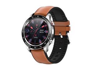 R5 Smart Watch Sport Watch Man Women Contact Screen Operation Waterproof Bluetooth Fitness Watch, Black/Brown, 1.3 Inch