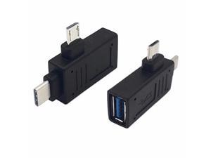 2-in-1 USB 3.1 Type C Micro USB Male to USB 3.0 Type A Female OTG Adapter,Black