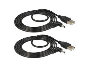 2pack USB 2.0 A Male to Right Angled 90 Degree DC 3.5x1.35 mm 5 Volt 24AWG DC Barrel Jack Power Cable 3FT, Black