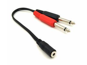 3.5mm (Mini) 1/8" TRS Stereo Female to 2 Dual 1/4 Inch 6.35mm Mono TS Male Y Splitter Cable 20cm/8inch