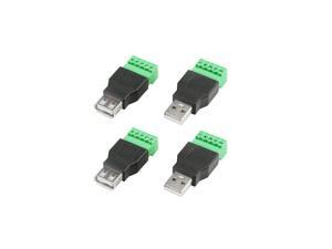4 PCS USB 2.0 Type A Male Female to 5 Pin Female Bolt Screw w/Shield Terminal Plug Adapter Connector Converter