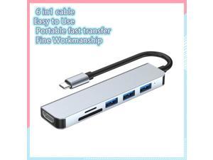 6 in 1 USB C Hub Type C to USB3.0 HDMI-compatible  Card Reader Adapter for MacBook pro air mobile