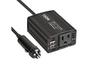 Car Power Inverter Car Charger 150W DC 12V to 110v AC Car Inverter with 3.1A Dual USB Charger