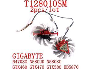 2pcs/lot  T128010SM  75mm 12v 0.2A  for  Gigabyte N470SO N580UD N580SO  GTX460 GTX470  GTX580 HD5870 cooling fan