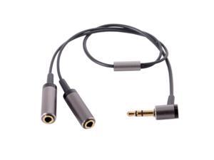 3.5mm Stereo Headphone Audio Cable 90 Degree Angled 3.5mm Splitter Male to 2 Female for Earphone