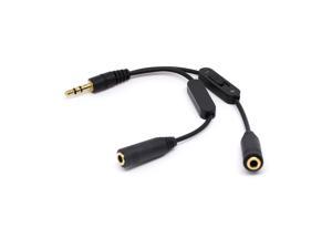 3.5mm Stereo Male to Double 3.5mm Female Audio Headphone Y Splitter Cable with Volume Switch