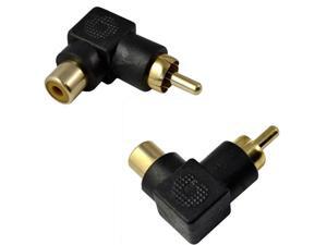 Gold Plated RCA Male to RCA Female Right Angle Adapter Adaptor Connector
