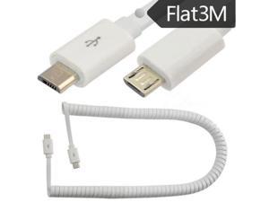 3m USB 2.0 Spring Coiled Cable Micro 5pin Male to 5pin Male Charging Data Cable