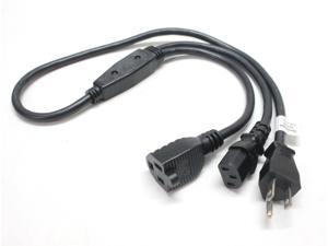 Power Cord Power Splitter 1 to 2 Splitter for C2G-5-15P to 5-15R+C13 16 AWG 3.0ft 29811