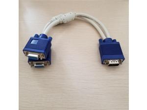 VGA Distributor 1 in 2 out Splitter Screen Data Transfer Extension Cable for Computer TV Video Projector Display 20cm