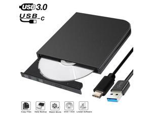 2-In-1 Type-C+USB 3.0 External DVD RW CD Burner  DVD RW Drive Player Optical Drive for Asus lenovo Acer Dell Laptop PC HP IBM