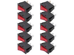 10PCs 3-Pin Switch Rocker On/Off Red Light 2-Position Rocker Switch KCD3 Household Appliances Accessories