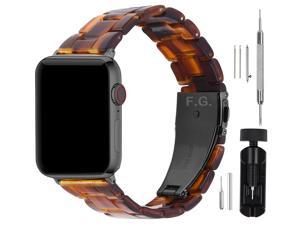 Fullmosa Compatible Apple Watch 42mm/44mm/45mm/41mm/40mm/38mm, Bright Resin Apple Watch Band for iWatch SE & Series 7/6/5/4/3/2/1,Dark Amber