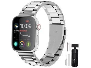 Fullmosa Compatible Apple Watch Band 38mm 40mm 42mm 44mm, Stainless Steel Metal For Apple Watch Bands, 42mm 44mm Silver