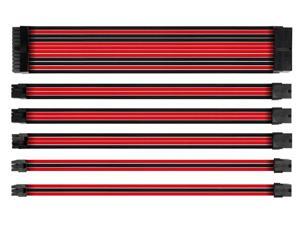 Sleeved Cable, 18AWG Braided ATX EPS PCI-E PSU Extension Cable Kit for CPU GPU Modular Power Supply Unit, 30CM (New_Red_Black) Sleeved Cable, 18AWG Braided ATX EPS PCI-E PSU Extension Cable Kit for CPU GPU Modular Power Supply Unit, 30CM (New_Red_Black)