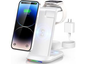 Wireless Charging Station 3 in 1 Fast Charger Stand Compatible with iPhone 14131211 Pro MaxXXs Max88 Plus iWatch Series ultra8765SE432 AirPods 32propro 2White