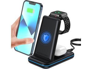 Wireless Charging Station 3 in 1 Fast Wireless Charger Stand Dock Compatible with iPhone 14131211ProMaxXRXSX Fit for iWatch Series 765SE432 Airpods Pro23 with Adapter