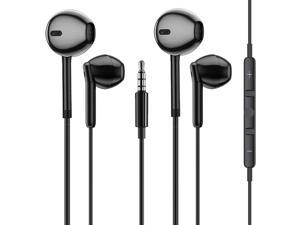 2Black Wired Headphones Earbuds with Microphone inEar Headphones HiFi Stereo Builtin Volume Control Earphones Wired Compatible with iPhone iPad MP3 Samsung Most 35mm Jack