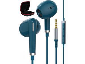 35mm Jack Headphones Wired Earbuds with Microphone Volume Control Noise Canceling Earphone HiFi Stereo Headphone for Moto G Stylus Play Power 5G Pure Razr Samsung Galaxy A14 A23 A03S A71 Blue
