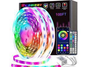 100FT Outdoor Led Strip Lights | Work with Alexa and Google Assistant |  Smart WiFi Waterproof Led Lights for Bedroom RGB Music Sync Remote &App