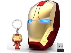 Iron Man Wireless Mouse 24G Full Size Wireless Optical Mice with Nano USB Receiver 3 Adjustable DPI Levels 3 Buttons for Notebook PC Laptop Computer MacBook Gold