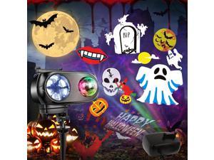 Halloween Christmas Projector Lights Outdoor with 12 Slides Patterns  10 Colors Ocean Wave Waterproof Holiday Projector Light for Halloween Xmas Holiday Themed Party Garden Decor