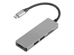 USB C Hub HDMI Adapter for MacBook Pro 2019/2018/2017, Longwwin 5 in 1 Dongle USB-C to HDMI, Sd/TF Card Reader and 2 Ports USB 3.0 ( Gray)