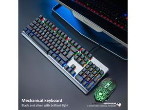 RGB Mechanical Gaming Keyboard Wired 104 Key Aluminium Alloy Wire Drawing Keyboard and Mouse 2 in 1 LED Backlit Water Resistant Compatible with Desktop PC Computer Windows Linux Ps4 Xbox one Mac RGB Mechanical Gaming Keyboard Wired 104 Key Aluminium Alloy Wire Drawing Keyboard and Mouse 2 in 1 LED Backlit Water Resistant Compatible with Desktop PC Computer Windows Linux Ps4 Xbox one Mac
