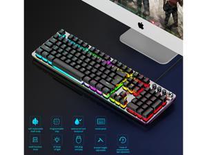 RGB Gaming Keyboard USB Wired Mechanical Keyboard LED Backlit Water Resistant Compatible with Desktop pc Computer Windows Linux Ps4 Xbox one Mac RGB Gaming Keyboard USB Wired Mechanical Keyboard LED Backlit Water Resistant Compatible with Desktop pc Computer Windows Linux Ps4 Xbox one Mac