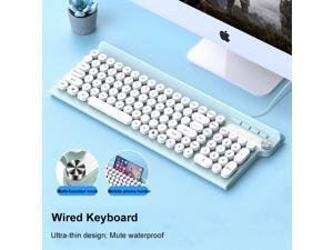 Wired Keyboard, Slim Ergonomic Quiet Keyboard With Multi-function Knob for Windows, Laptop, PC, Notebook, Non-Mute (Cyan) Wired Keyboard, Slim Ergonomic Quiet Keyboard With Multi-function Knob for Windows, Laptop, PC, Notebook, Non-Mute (Cyan)