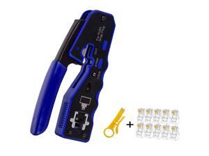 DP-iot for RJ45 Crimper Tool Kit, All-In-One Stripper Cutter Crimper Tool for RJ45 Cat6 Cat5 Cat5E Pass-Thru Connectors with 10 Pieces DP-iot for RJ45 Crimper Tool Kit, All-In-One Stripper Cutter Crimper Tool for RJ45 Cat6 Cat5 Cat5E Pass-Thru Connectors with 10 Pieces
