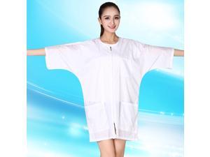 1pc Short Sleeve Work Clothes Hairstylist Apron Salon Zipper Tops Barber's Clothes Waterproof Cape (White) 1pc Short Sleeve Work Clothes Hairstylist Apron Salon Zipper Tops Barber's Clothes Waterproof Cape (White)