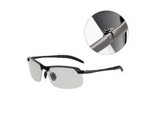 Men Polarized Sunglasses Clip Drive Sunglasses Night Vision Goggles Resin Lenses Night Driving Glasses Large Size (Black Frame)
