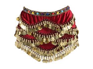 1 Pc Creative Womens Skirt Belly Dance Hip Scarf Wrap with Diamonds Coins for Women Ladies Girls (Red) 1 Pc Creative Womens Skirt Belly Dance Hip Scarf Wrap with Diamonds Coins for Women Ladies Girls (Red)
