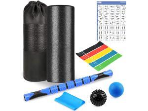 High Density Foam Roller Set - 10 in 1 Foam Roller with Muscle Roller Stick 2 Massage Balls 1 Stretching Band & 5 Resistance Loop Bands for Physical Therapy Injury Prevention Deep Tissue Massage High Density Foam Roller Set - 10 in 1 Foam Roller with Muscle Roller Stick 2 Massage Balls 1 Stretching Band & 5 Resistance Loop Bands for Physical Therapy Injury Prevention Deep Tissue Massage