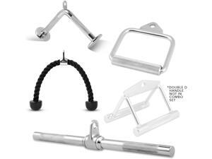 Day 1 Fitness Cable Attachments Choose from 5 Single Unit Options - V-Shaped Bar, Rotating Straight Bar, Tricep Rope, D-Handle, Double D-Handle, OR 4 PC Combo Set - for Weightlifting, Exercise Day 1 Fitness Cable Attachments Choose from 5 Single Unit Options - V-Shaped Bar, Rotating Straight Bar, Tricep Rope, D-Handle, Double D-Handle, OR 4 PC Combo Set - for Weightlifting, Exercise