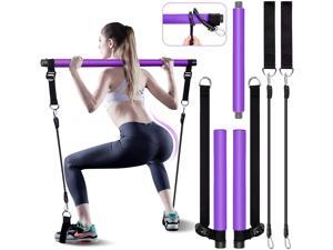 POFIT Pilates Bar with Resistance Bands,2 Latex and Adjustable-Length Webbing Squat Bar for Home Gym Equipment Workout,Portable Yoga Pilates Bar Kit 3 Section All-in-one with Foot Strap (Purple) POFIT Pilates Bar with Resistance Bands,2 Latex and Adjustable-Length Webbing Squat Bar for Home Gym Equipment Workout,Portable Yoga Pilates Bar Kit 3 Section All-in-one with Foot Strap (Purple)