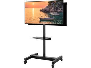 Mobile Dual TV Stand for Two 32-65 Inch Plasma LCD LED Smart Flat Panel Curved TV Monitor Screens, Rolling TV Cart with Wheels, Tilt TV Mount Floor Stand, Hold up to 132 Lbs