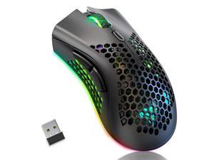 Wireless Gaming Mouse Rechargeable USB PC Gaming Mouse RGB Backlit Mouse Ergonomic Optical Mice W/Honeycomb Shell for PC Computer Laptop