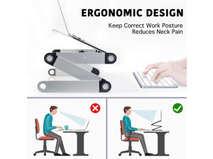 Adjustable Laptop Table, Laptop Stand for Bed Portable Lap Desk Foldable Laptop Workstation Notebook Riser with Mouse Pad Side Ergonomic Computer Tray Reading Holder TV Bed Tray Standing Desk