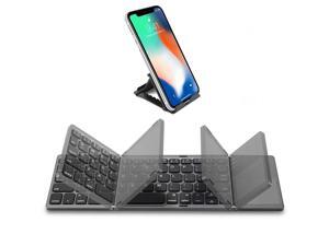 Foldable Bluetooth Keyboard with Touchpad - Samsers Portable Wireless Keyboard with Stand Holder, Rechargeable Full Size Ultra Slim Pocket Folding Keyboard for Android Windows IOS Tablet & Laptop