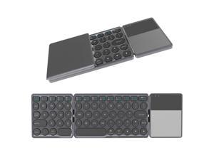 Foldable Bluetooth Keyboard with Touchpad - Samsers Portable Wireless Keyboard with Stand Holder, Rechargeable Full Size Ultra Slim Pocket Folding Keyboard for Android Windows IOS Tablet & Laptop