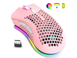 Wireless Gaming Mouse Rechargeable USB PC Gaming Mouse RGB Backlit Mouse Ergonomic Optical Mice W/Honeycomb Shell for PC Computer Laptop