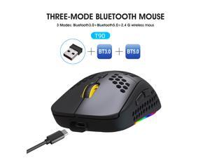 RGB Wireless Light Gaming Mice, Three-Mode 2.4G and Bluetooth Mouse Ultra-Light Honeycomb Shell Mouse, RGB Backlight, Adjustable 3600 DPI,USB Receiver,Ergonomic Mouse for PC Gamers Black RGB Wireless Light Gaming Mice, Three-Mode 2.4G and Bluetooth Mouse Ultra-Light Honeycomb Shell Mouse, RGB Backlight, Adjustable 3600 DPI,USB Receiver,Ergonomic Mouse for PC Gamers Black