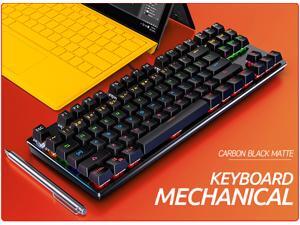 Mechanical Gaming Keyboard RGB LED Backlit Mechanical Keyboards - Small Compact 87 Key Metal Mechanical Computer Keyboard USB Wired Blue Equivalent Switches for Windows PC Gamers - Black Mechanical Gaming Keyboard RGB LED Backlit Mechanical Keyboards - Small Compact 87 Key Metal Mechanical Computer Keyboard USB Wired Blue Equivalent Switches for Windows PC Gamers - Black