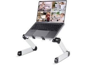 Laptop Stand for Bed, Adjustable Height Laptop Desk for Couch, Foldable Laptop Desk Workstation from Home, Notebook Riser Ergonomic Computer Tray Reading Holder TV Bed Tray White Carbon