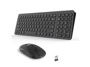 Wireless Keyboard and Mouse Combo, Compact Quiet Full Size Wireless Keyboard and Mouse Set 2.4G Ultra-Thin Sleek Design for Windows, Computer, Desktop, PC, Notebook, Laptop