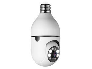 WiFi Light Bulb Camera - 1080P Pan Tilt Wireless 2.4Ghz 360 Degree E27 Panoramic IP Camera, Security Cameras with Floodlight Night Vision Human Motion Detection and Alarm (32G SD Card)